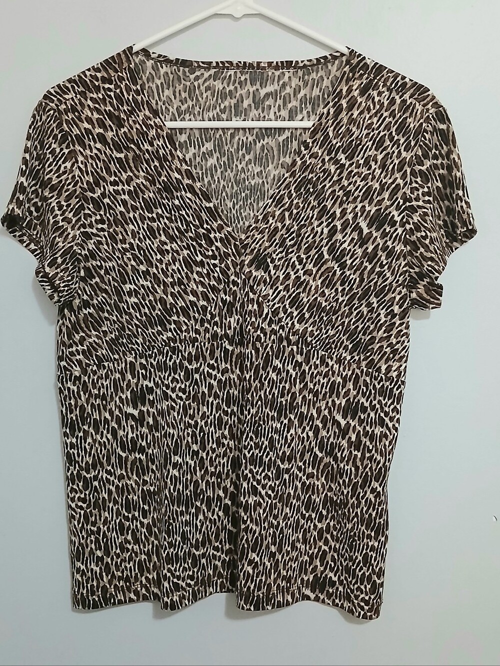 Unbranded Brown Animal Print V-Neck Women’s Top